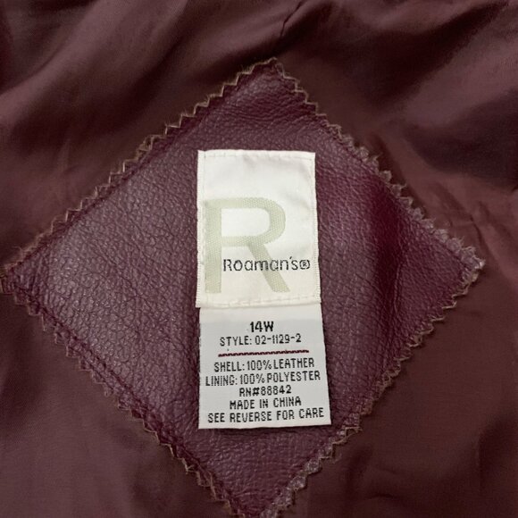 Vintage ROAMANS 80s Purple/Burgundy Leather Trench Coat Womens Size 14W - Picture 10 of 10